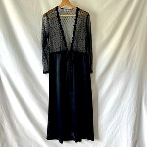 Flora Nikrooz Black Sheer Lace Showstopper Long Robe